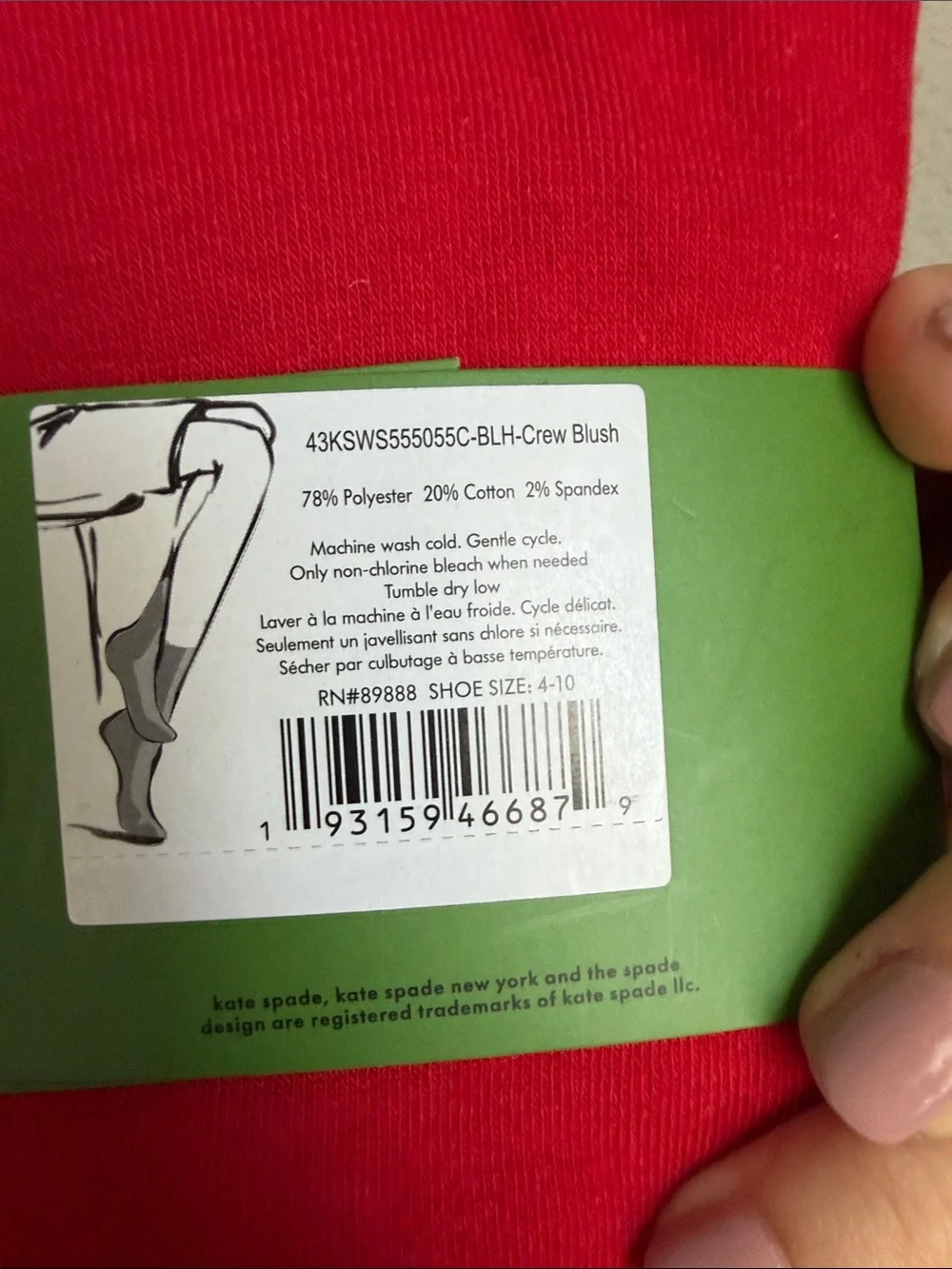 Kate Spade OS Crew Socks with Dove & Heart Motif Set of 3 NWT